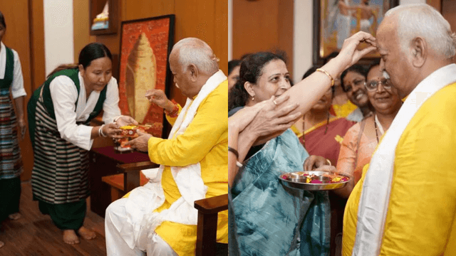 ರಕ್ಷಾ ಬಂಧನ ಆಚರಣೆ: RSS ಮುಖ್ಯಸ್ಥ ಮೋಹನ್ ಭಾಗವತ್‌ಗೆ ರಾಖಿ ಕಟ್ಟಿದ ರಾಷ್ಟ್ರೀಯ ಸೇವಿಕಾ ಸಮಿತಿ ಮತ್ತು ಟಿಬೆಟಿಯನ್ ಸಹೋದರಿಯರು..!